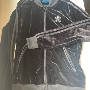 Adidas Women’s Black Velour Tracksuit - Size XS